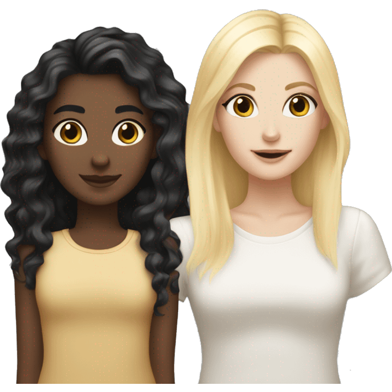 Black haired white girl and blonde haired white girl besties emoji