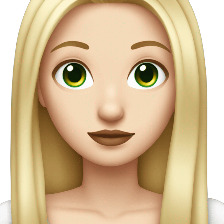 White girl with Long straight blonde hair, green eyes, red tattoos emoji