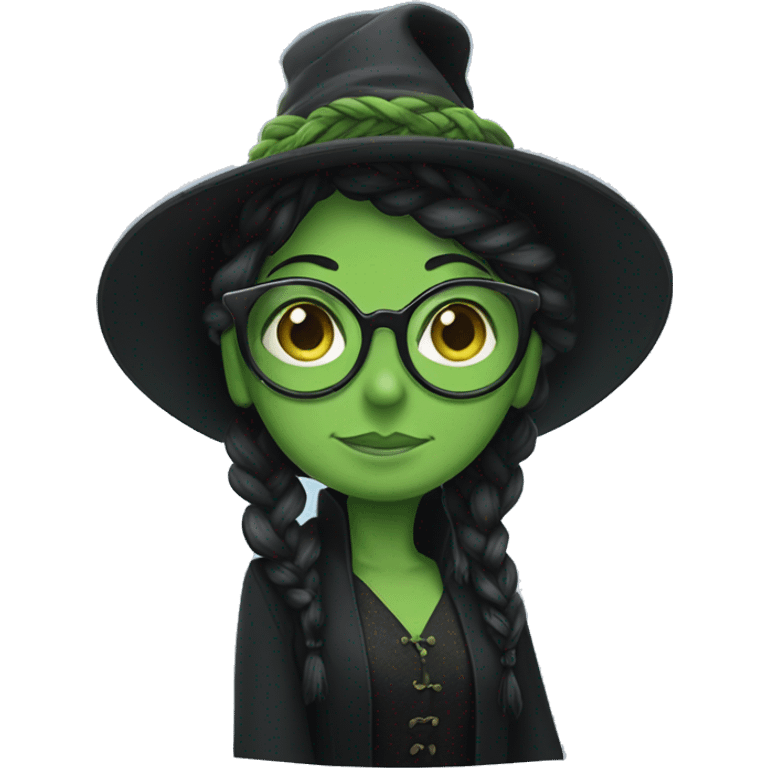 elphaba with a braid and cute glasses emoji