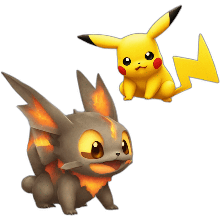 Pikachu et Dracaufeu calin emoji