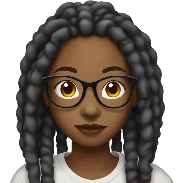 black girl teenager with locs and glasses emoji