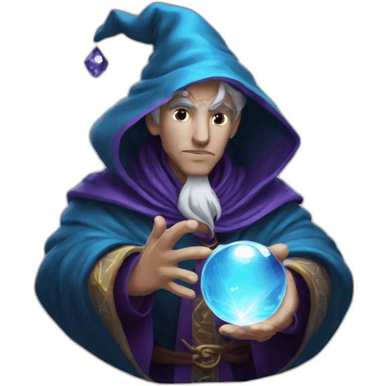 mage with thinking face holding crystal ball emoji