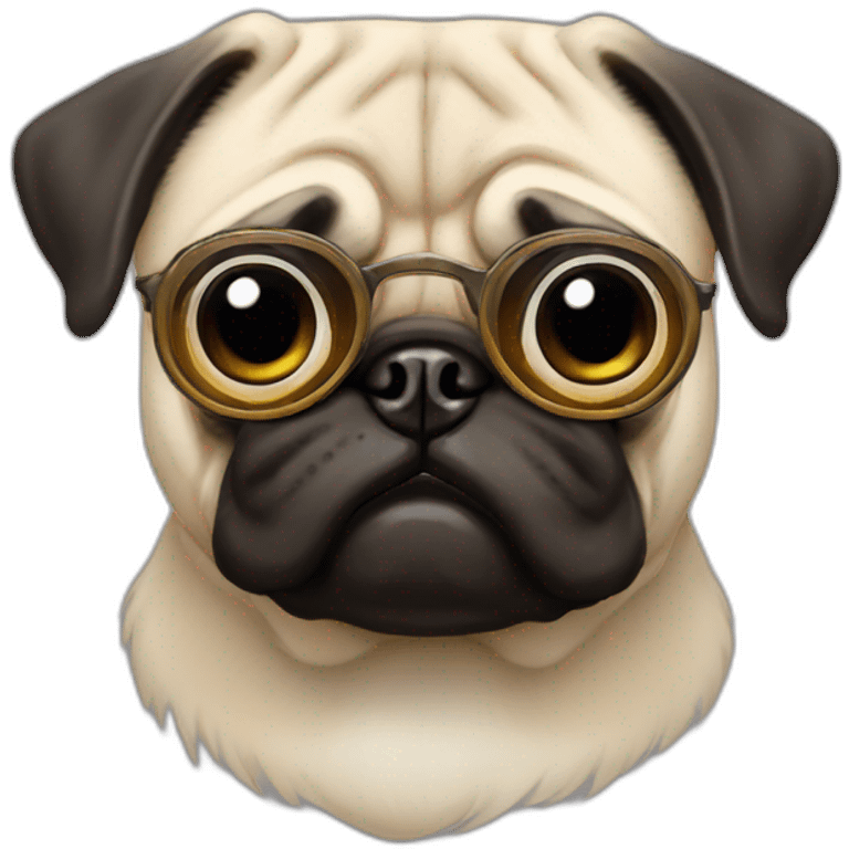 Pug con lentes emoji