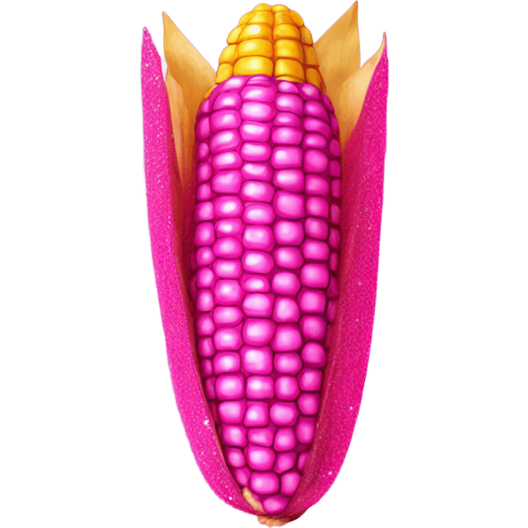 Hot pink corn on the Cobb with glitter  emoji