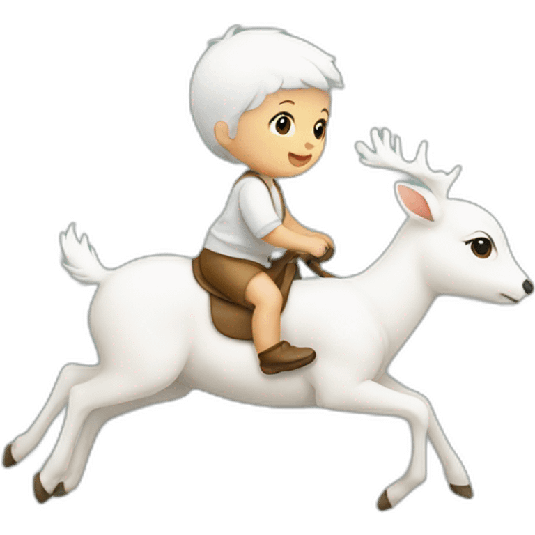 Baby riding the white deer emoji