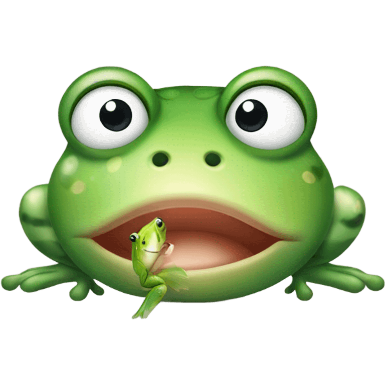 Frog kissing a fish emoji