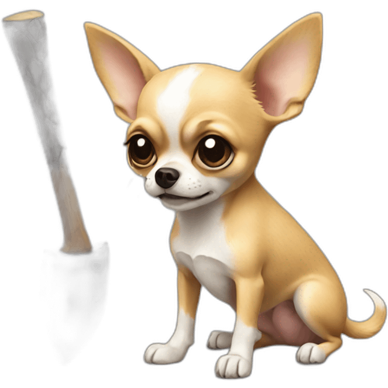 realistic chihuahua with an axe emoji