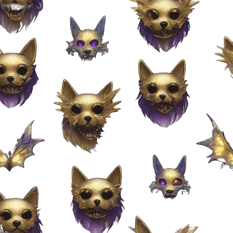 iridescent kintsugi fluffy zombie black brown gold dog fox head zombie skeleton gold mechanical steampunk raven wings nebula galaxy stars colorful flowers fairy lights vintage zombie emoji