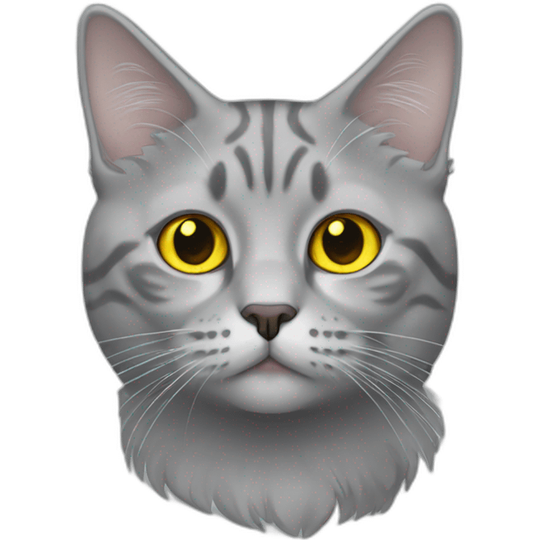 Silver marble Scottish straight cat with yellow eyes emoji