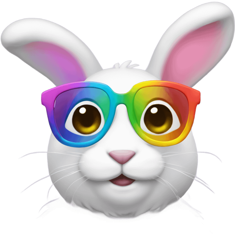 Gay man wearing bunny ears and rainbow glasses emoji