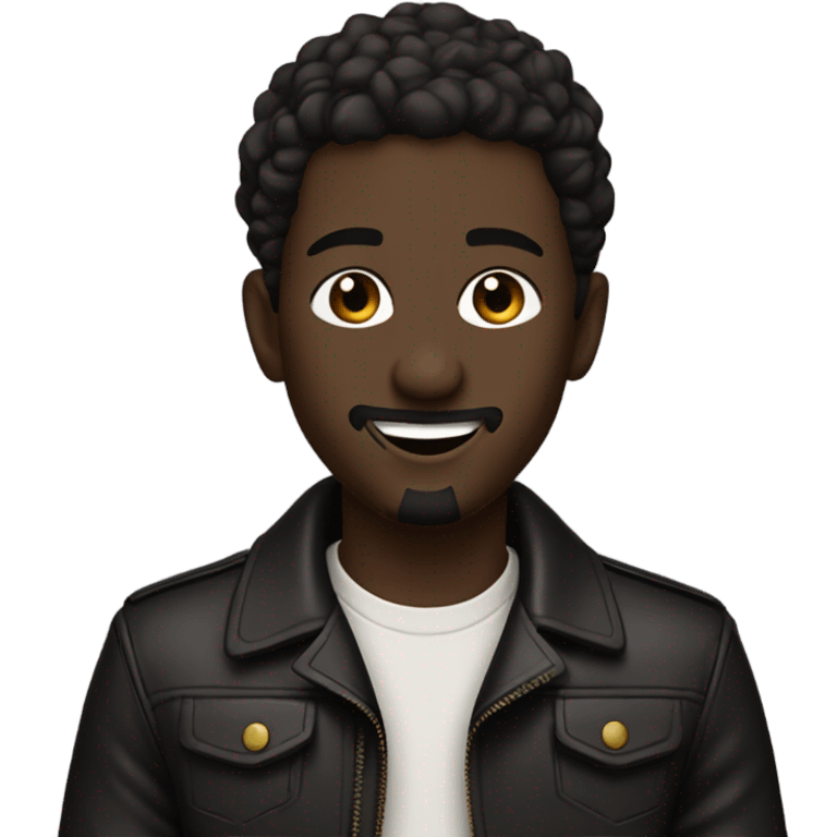 smiling darkskin boy in leather jacket with goatee beard and septum piercing emoji