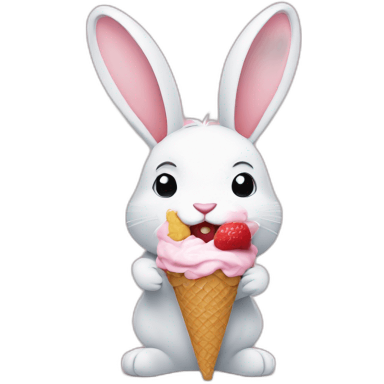 rabbit eating ice cream emoji