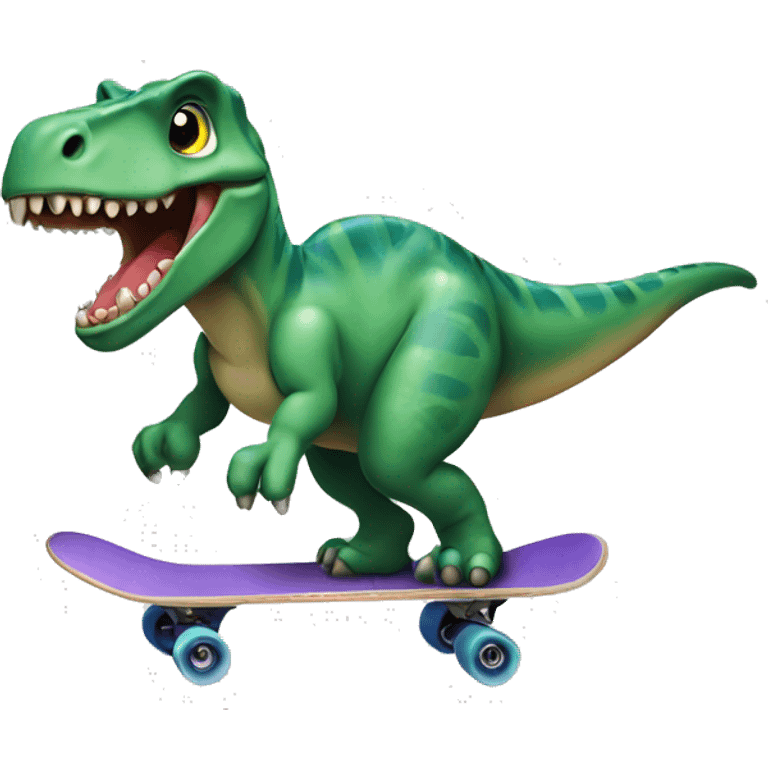 Dinossauro andando de skate emoji