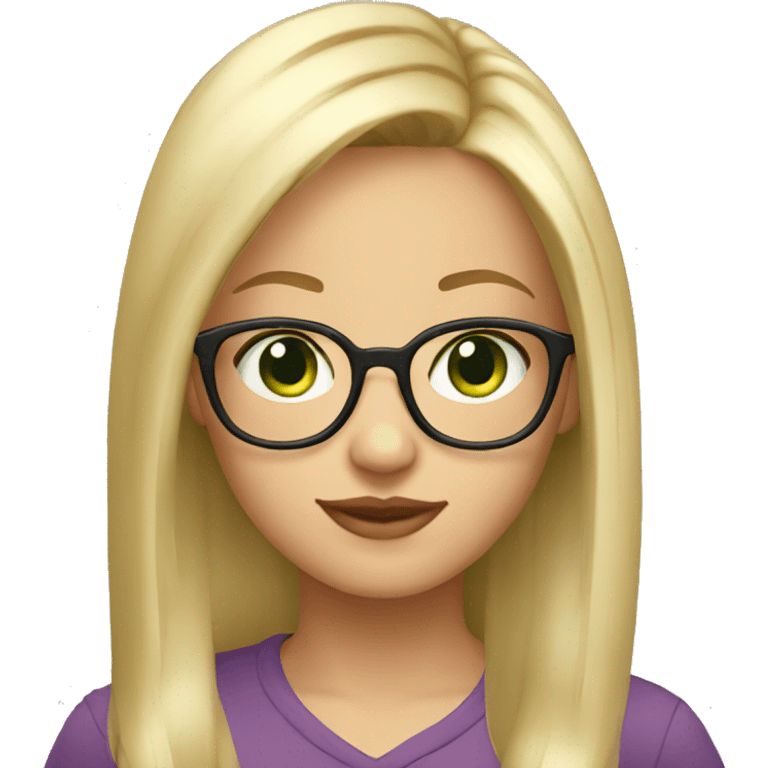 Big girl blonde hair glasses green eyes straight hair emoji