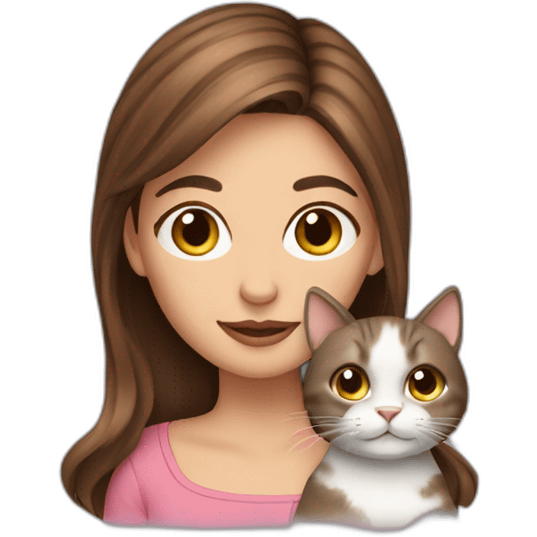 Brown hair girl with cat emoji