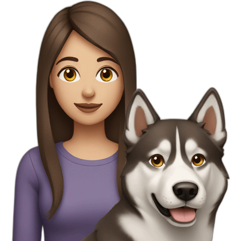 woman with straight brown hair with husky emoji