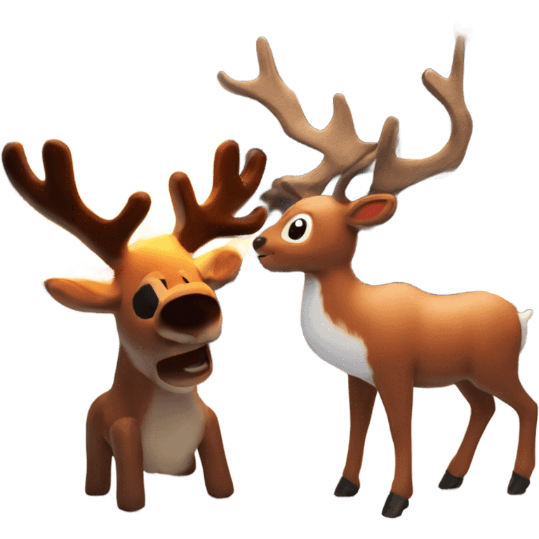 reindeer next to house made of fire  emoji