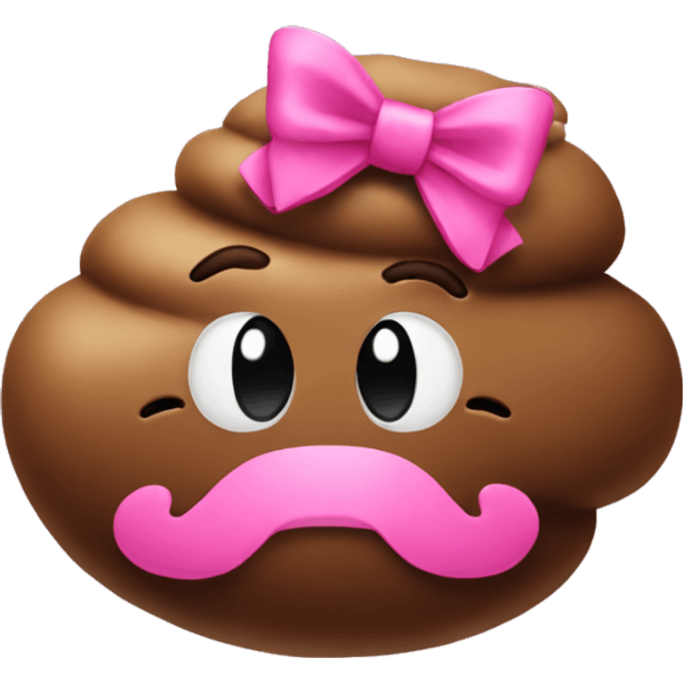 poop emoji with pink bow emoji