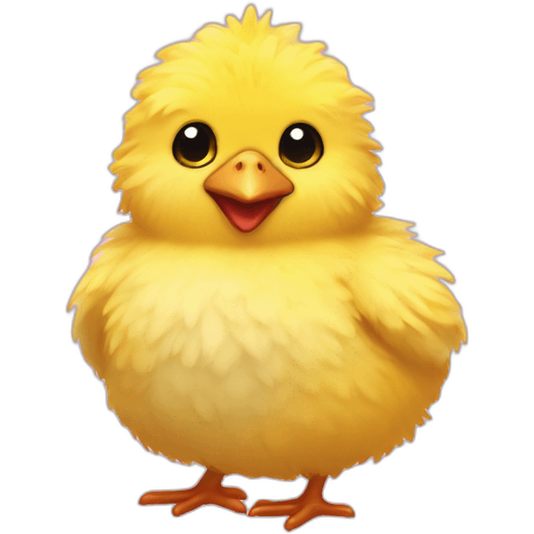 Round yellow fluffy chick, heart eyes emoji