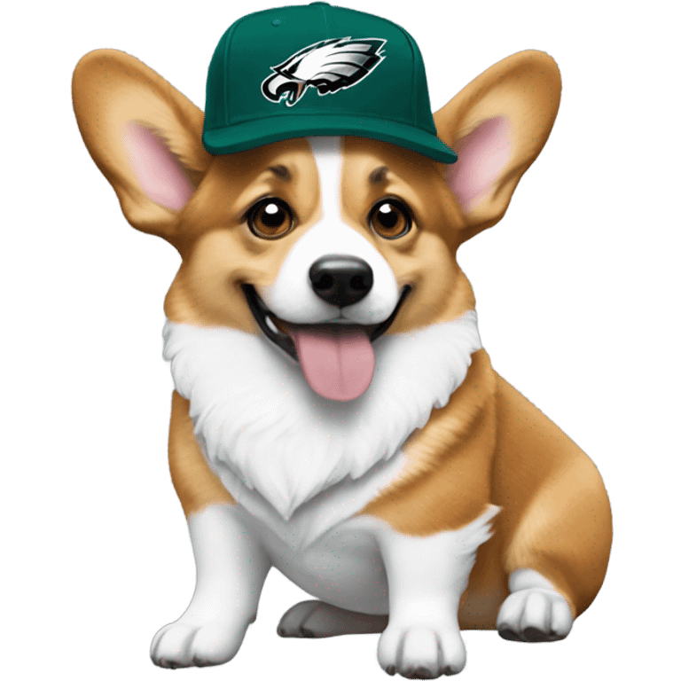 Corgi wearing a Philadelphia Eagles hat emoji