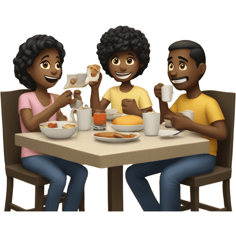 4 friends having breakfast emoji