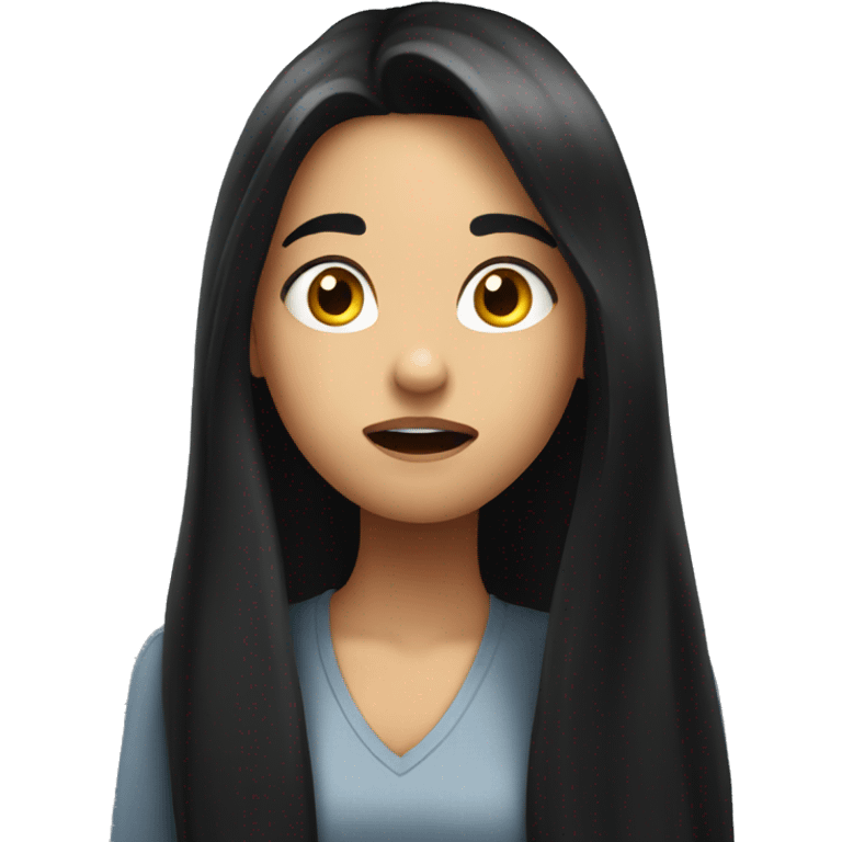 girl with long black hair feeling amazed mind blowing expression  emoji