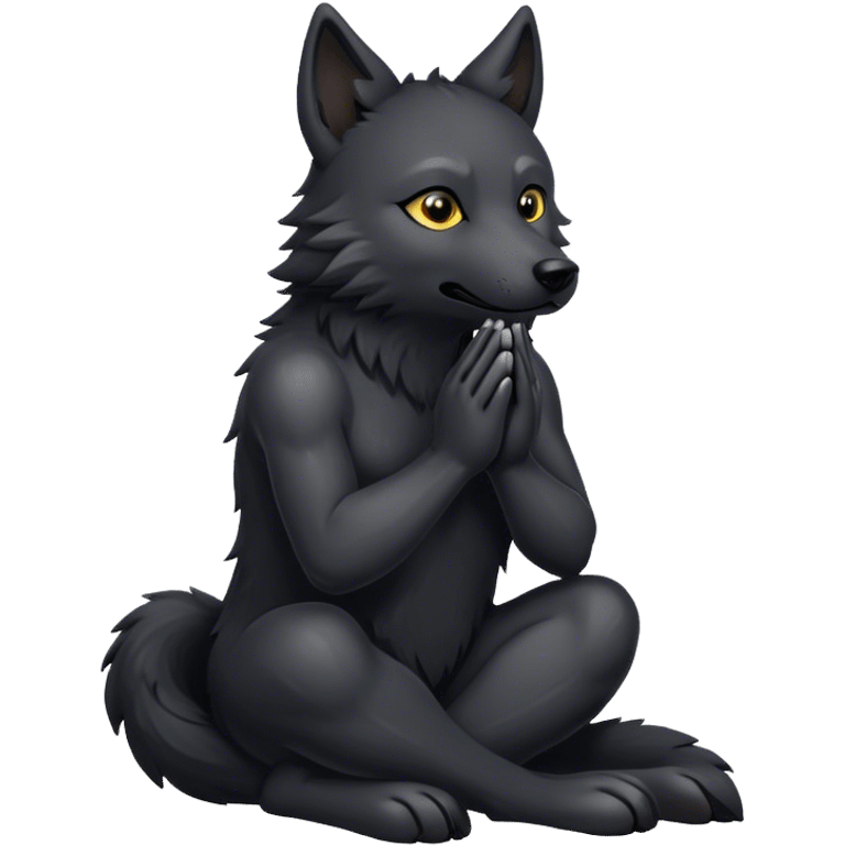 black wolf praying emoji