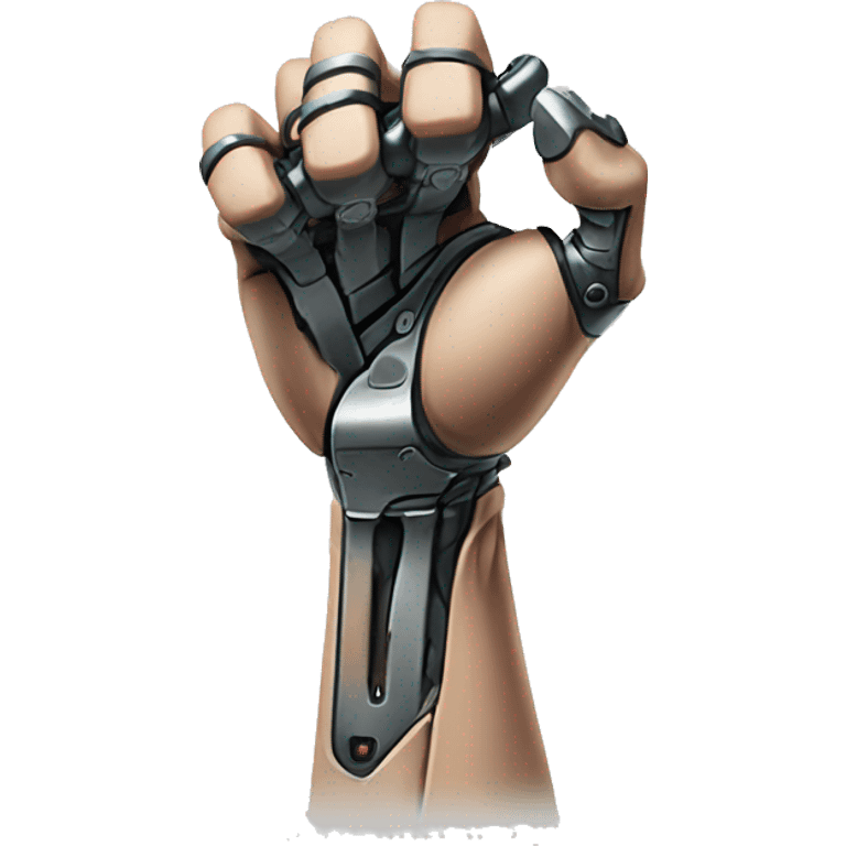 Cyborg arm with shock flexing bicep emoji