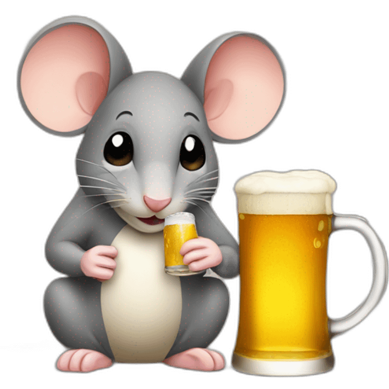 A mouse drinking beer emoji