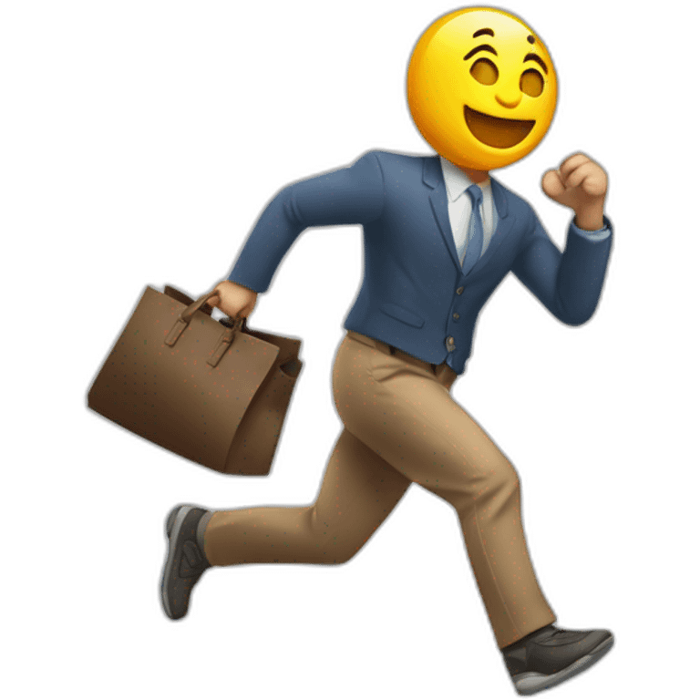 Ladrón corriendo con un informe de la cárcel con una bolsa de dinero  emoji