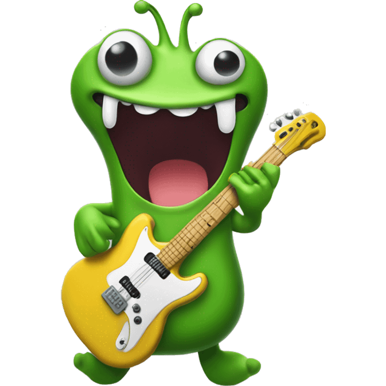 Happy slimy slug playing electric guitar emoji