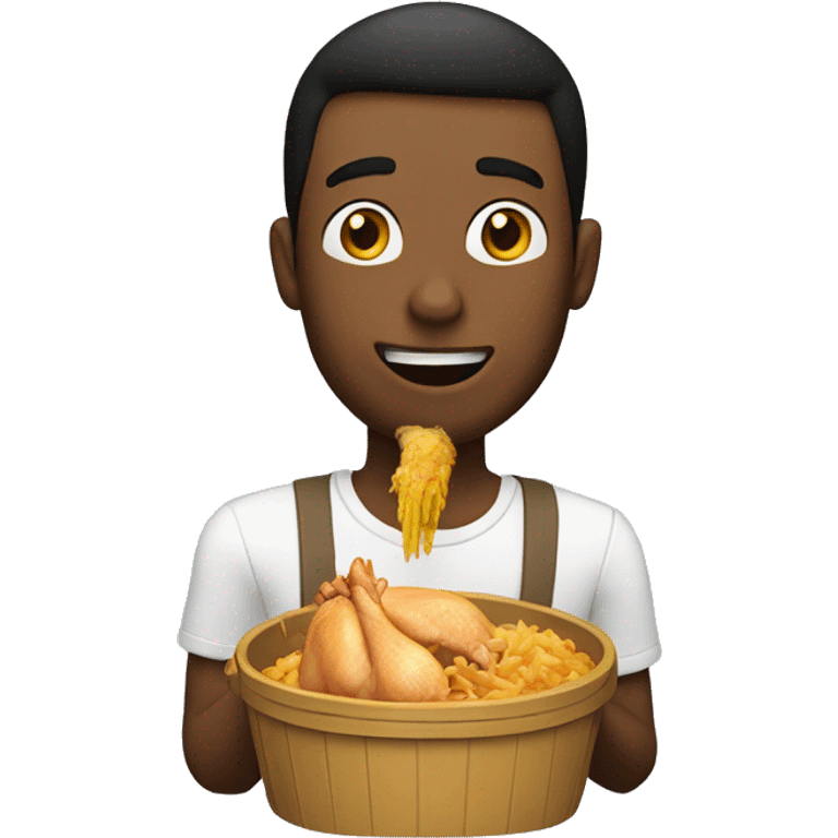 Guy eating a huge bucket of chicken emoji