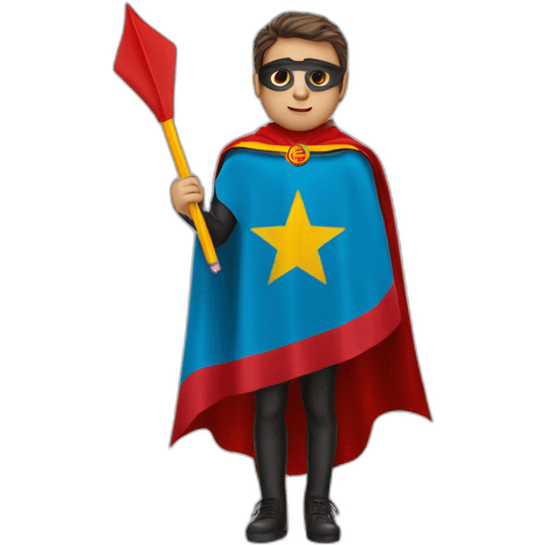 superhero pencil wearing a spain flag as a cape emoji