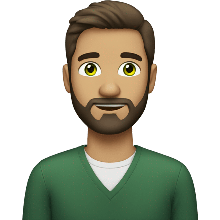 a man of 26 years old with a beard, green eyes, short hair, brunette, being an English teacher emoji