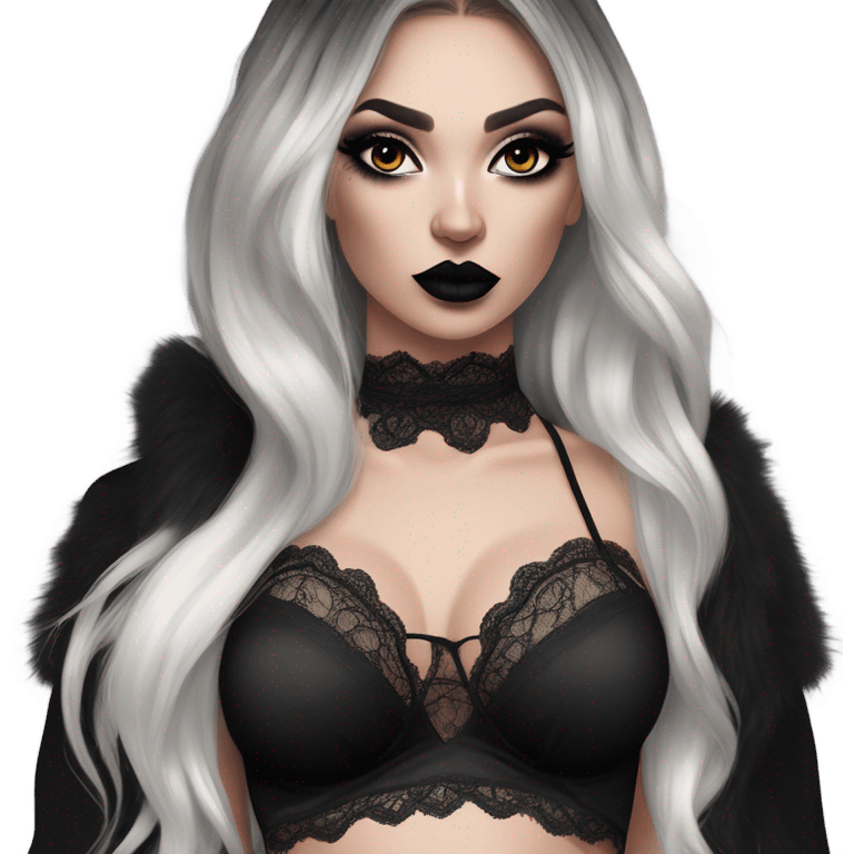 Hyper Realistic Goth victoria secret model emoji