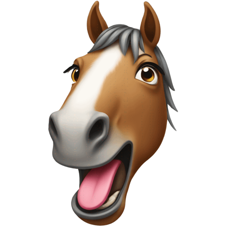 Horse with tongue out￼ emoji