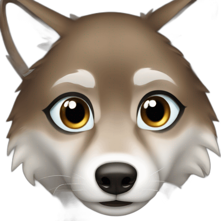 Brown female wolf blue eyes  emoji