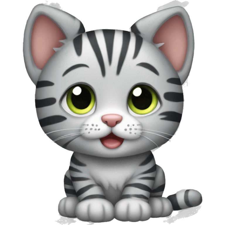 Grey tiger stripes kitten emoji