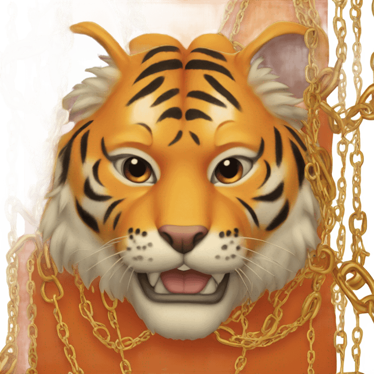 Orange Tiger wearing a chain necklace emoji