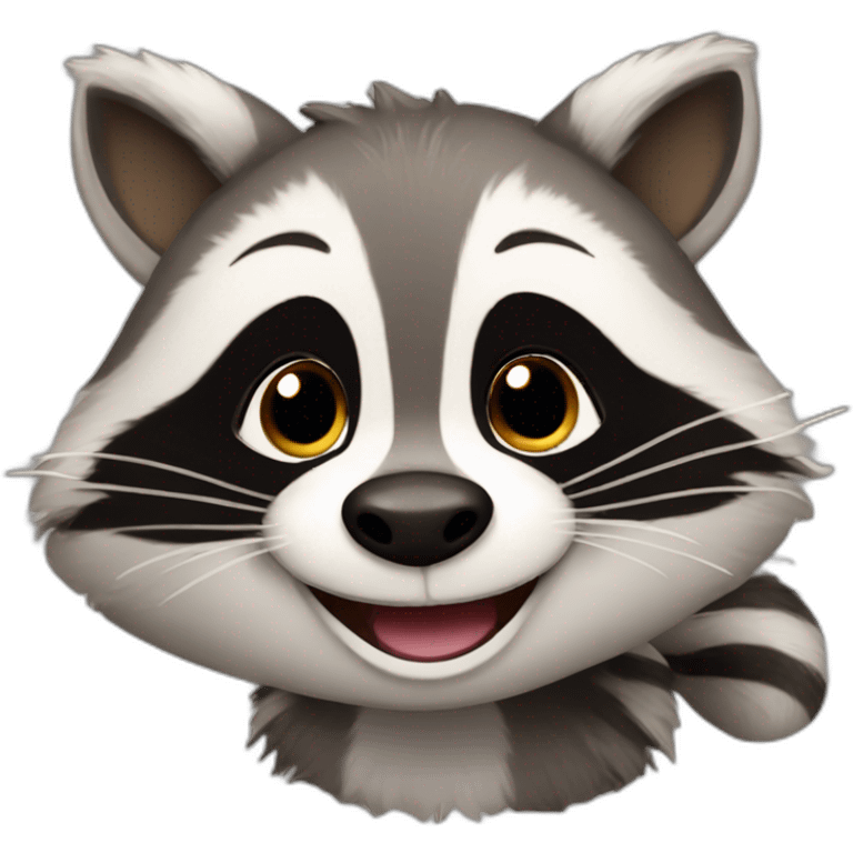 happy cute racoon emoji