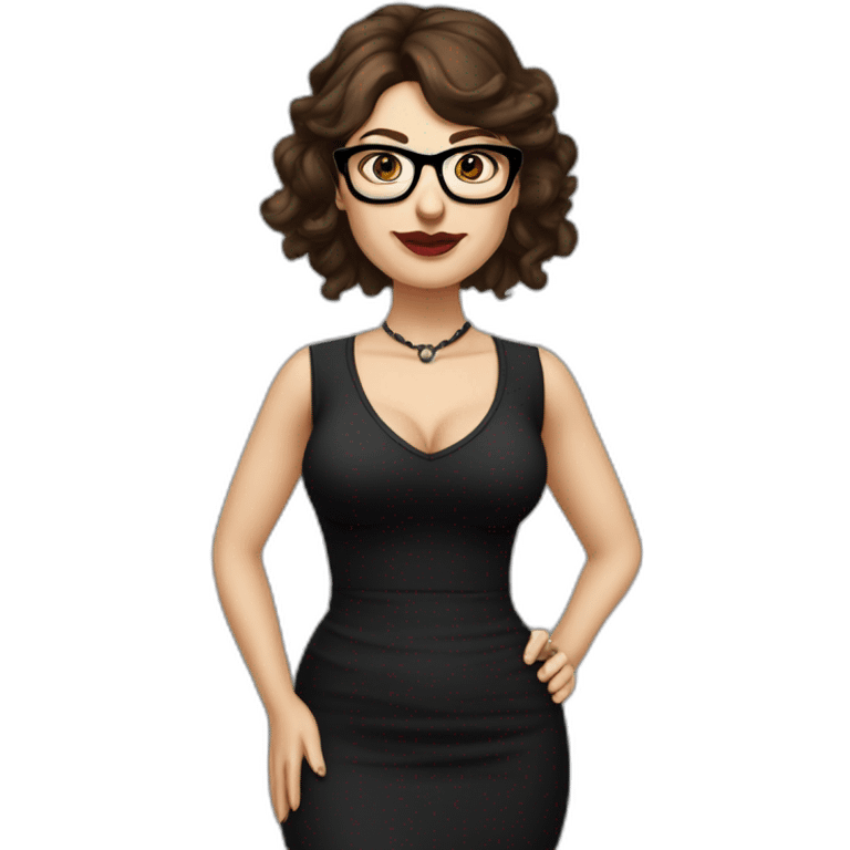 Sexy-Caucasian-Mum-woman-goth-brown-hair-standing-wearing-glasses-plus-size emoji