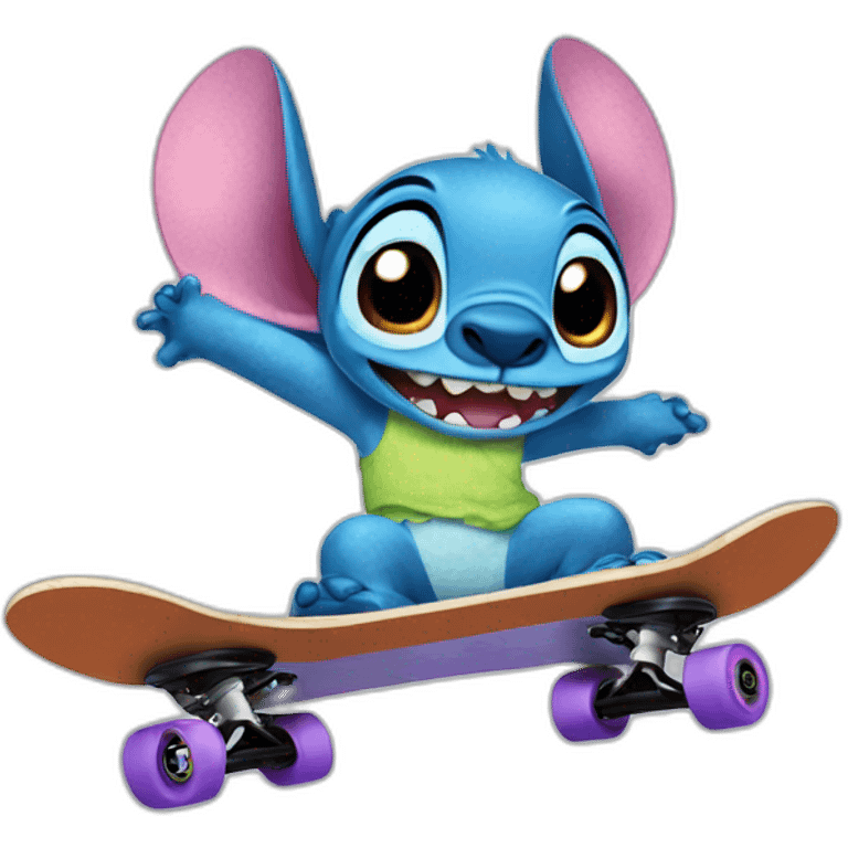 Stitch qui fait du skate emoji