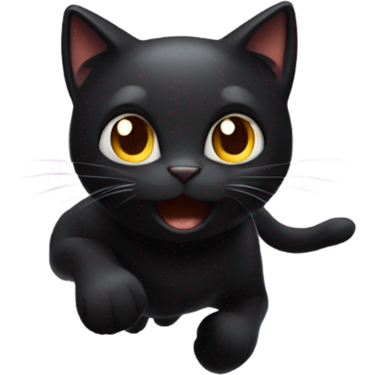 Black cat running light speed emoji