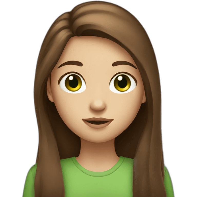 long straight brown hair girl with green eyes and freckles from head to chest emoji