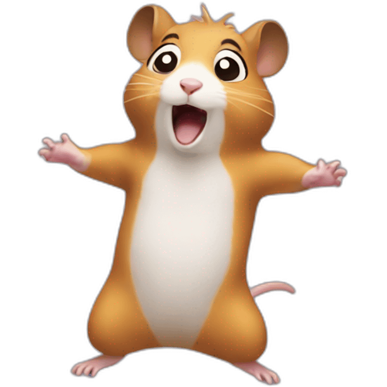 A scared hamster dancing emoji