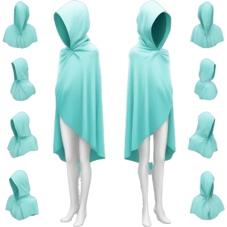 faceless mannequin flapping aquamarine gemstone white cape emoji