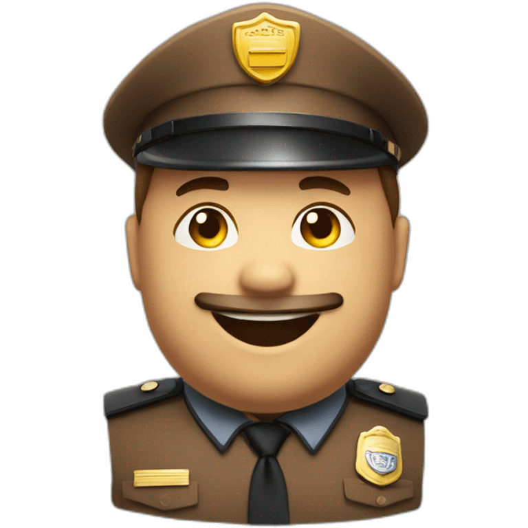 cute brown fat security guard smile emoji