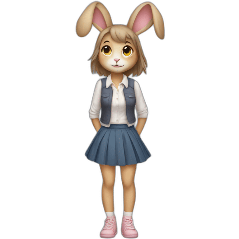 rabbit wearing skirt only female girl cute adorable fullbody emoji