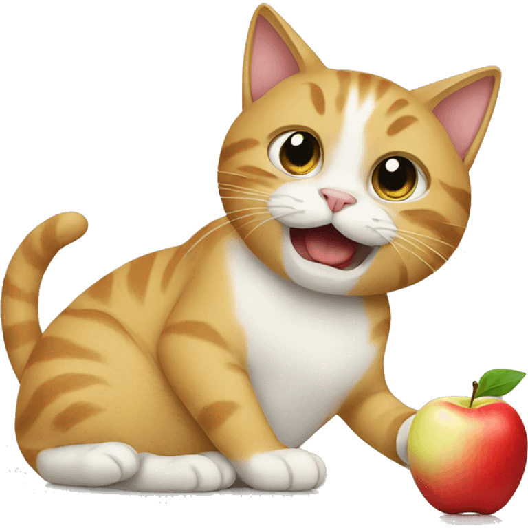 cat eating an apple emoji