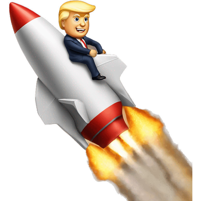 Donald Trump riding on a rocket emoji